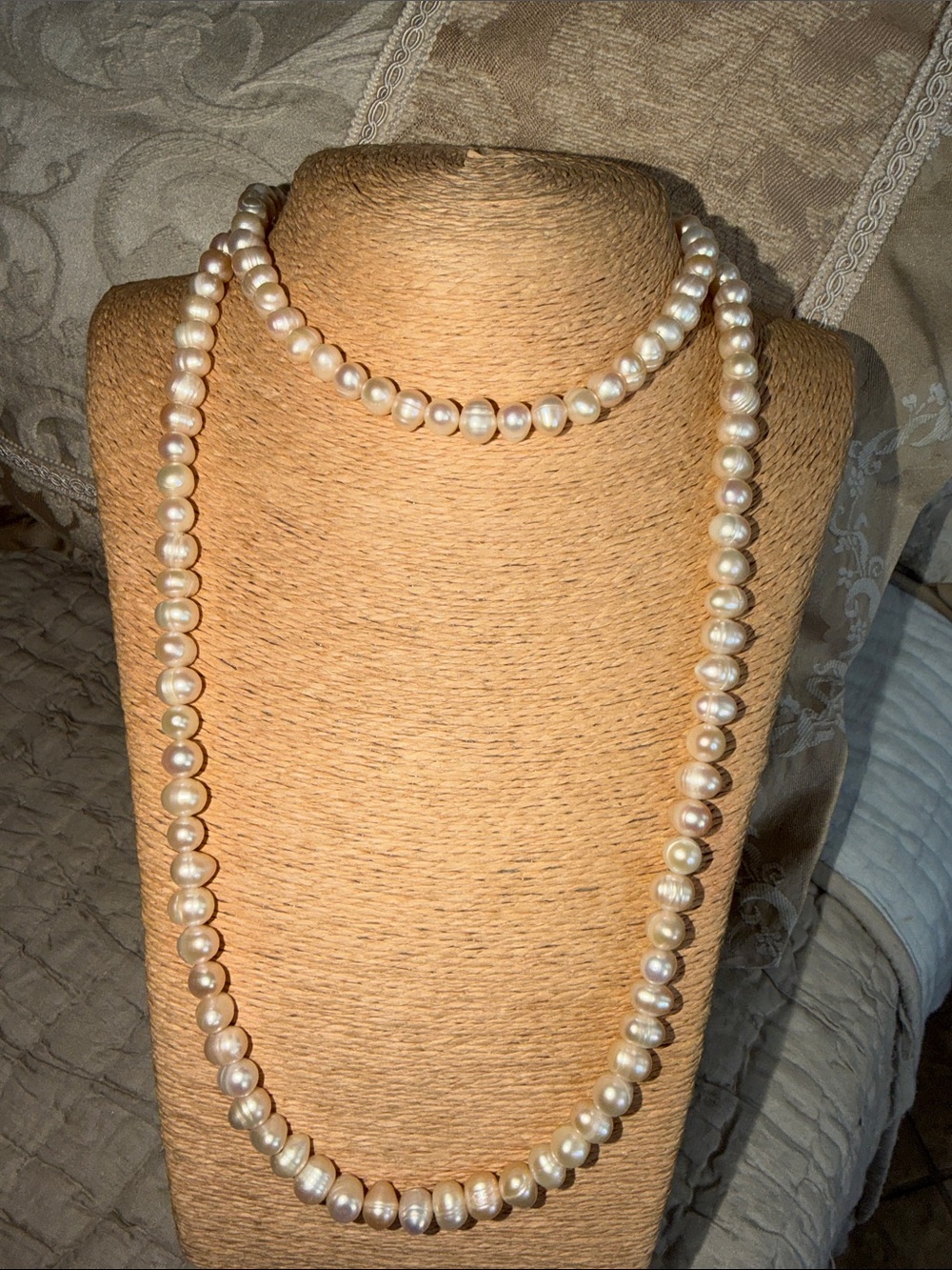 Classic Freshwater Pearl Strand Necklace opera length- Ivory gorgeous quality - Picture 8 of 16